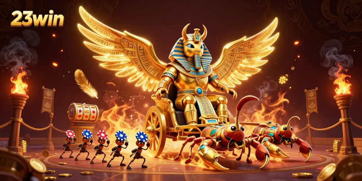 Experience thrilling moments at 23win with our spectacular golden casino scene featuring gaming elements.