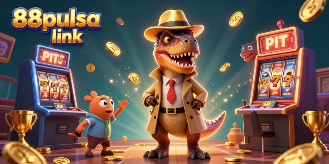 Experience the thrill of winning at slots with 88pulsa link, featuring unique casino characters in action.