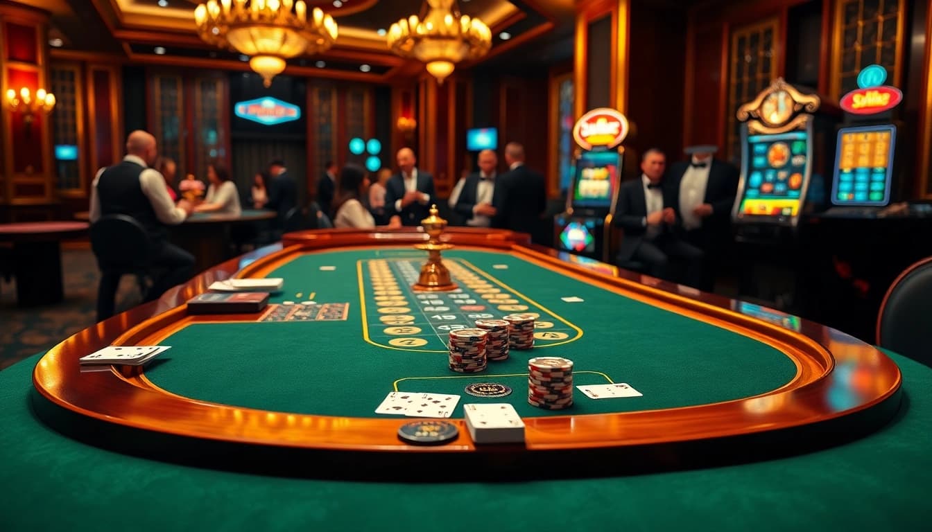 Experience thrilling luxury at Ga6789's casino table with vibrant action and elegant decor.