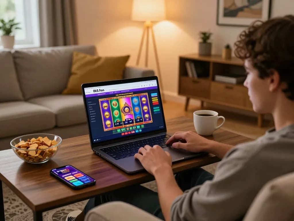 Explore the exciting gaming interface on 8k8.fan while enjoying home entertainment.