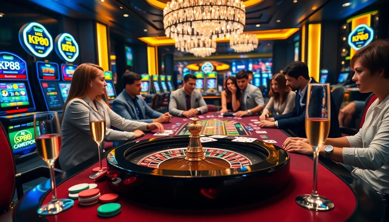 Experience high-stakes gaming at KP88 with immersive casino tables and vibrant atmosphere.