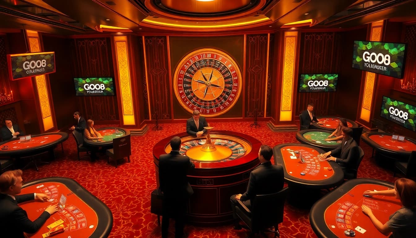 Experience the thrill of gambling at the GO8 casino with luxurious tables and engaged players.