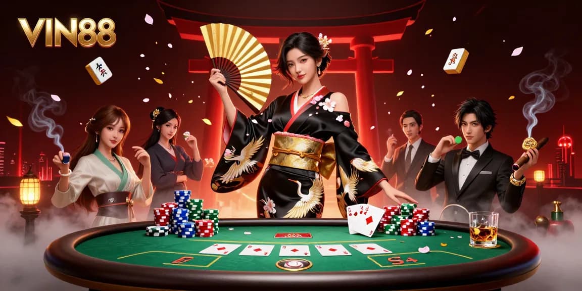 Experience captivating gameplay at VIN88 with a stunning visual of a casino scene featuring rich details.