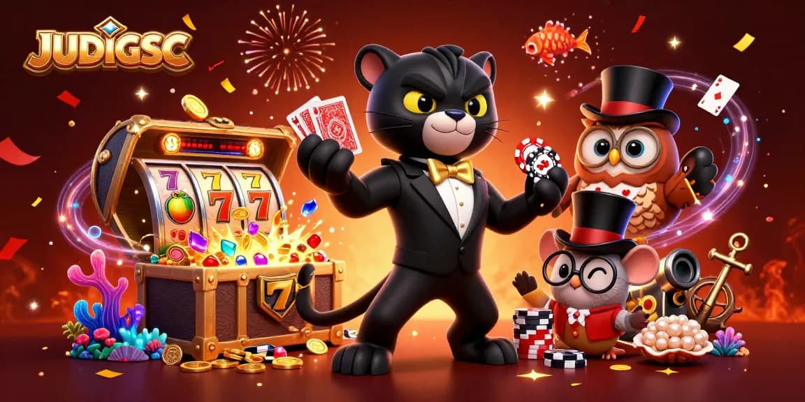 JUDIGSC menarik perhatian dengan panther memegang kad dan dikelilingi simbol kasino yang mengagumkan