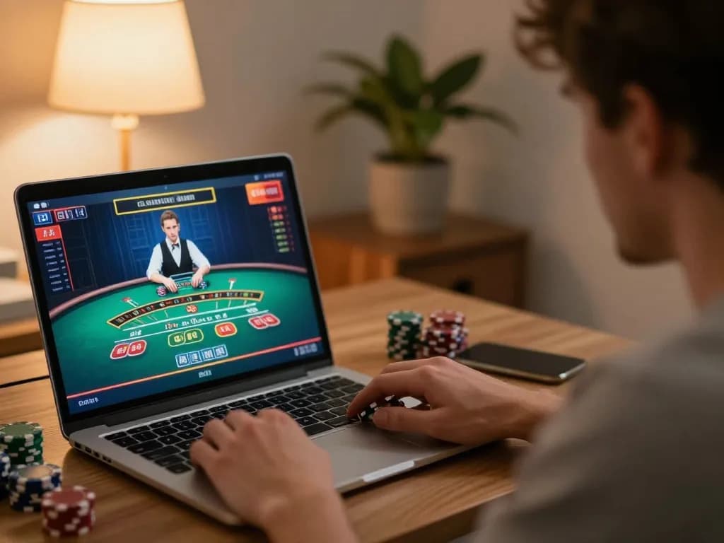 Player engaging in a live blackjack game on tr88, showcasing strategic betting and focused gameplay.