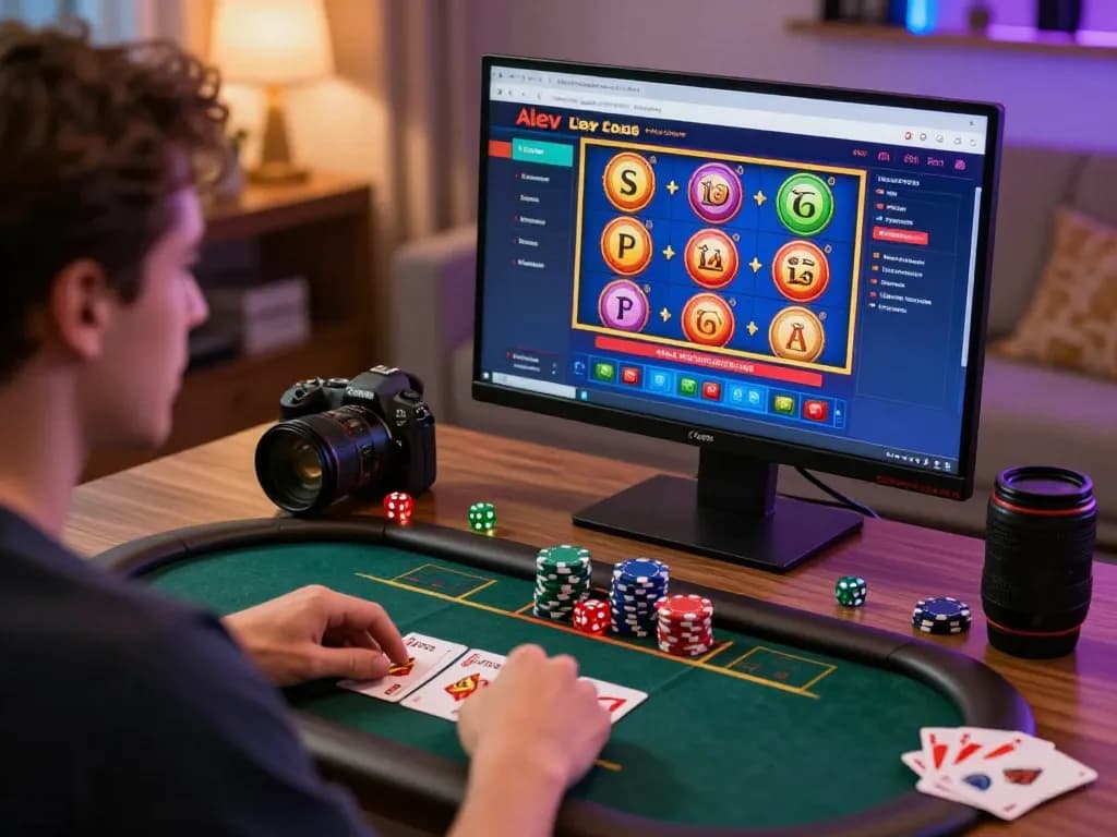 Alev Casino user enjoying a thrilling online gaming experience with live games and colorful slot displays.