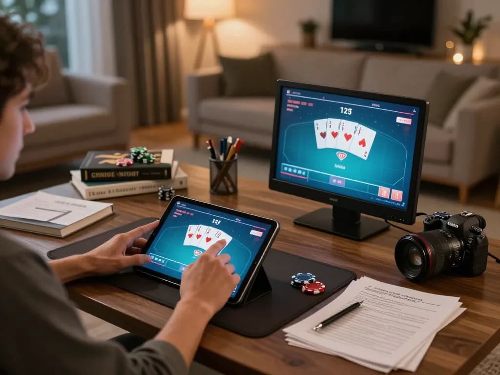 Engaging gameplay on say88's online poker platform in a cozy home setting