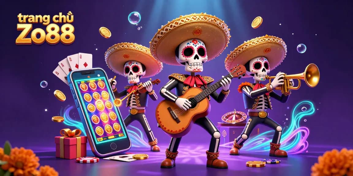 Experience the vibrant world of trang chủ Zo88 with a thrilling mariachi band and dynamic game elements.