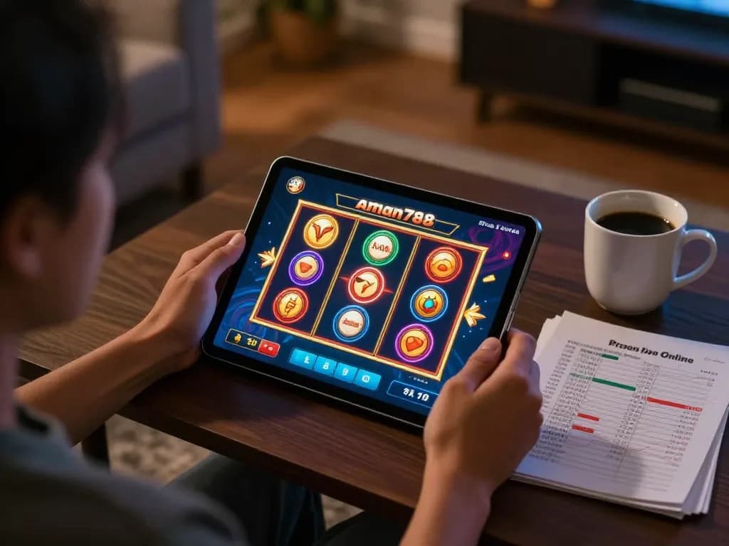 Berkecimpung dengan aman788 slot online di tablet selama sesi permainan nyaman di rumah.