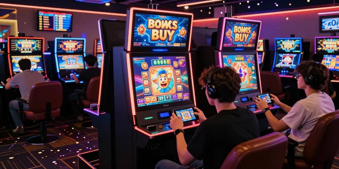 Exciting online gaming scene showcasing players engaging with Bonus Buy Features at https://crownnorthill.co.uk/ with vibrant graphics and festive atmosphere.