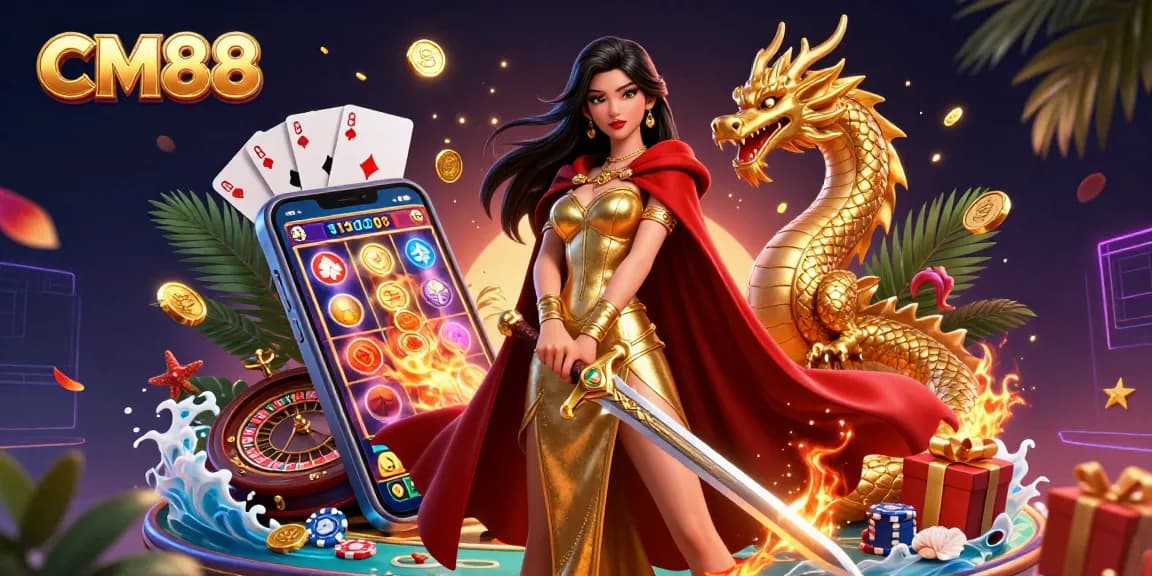 CM88 enthralls players with vibrant slot games, golden treasures, and a stunning warrior queen.