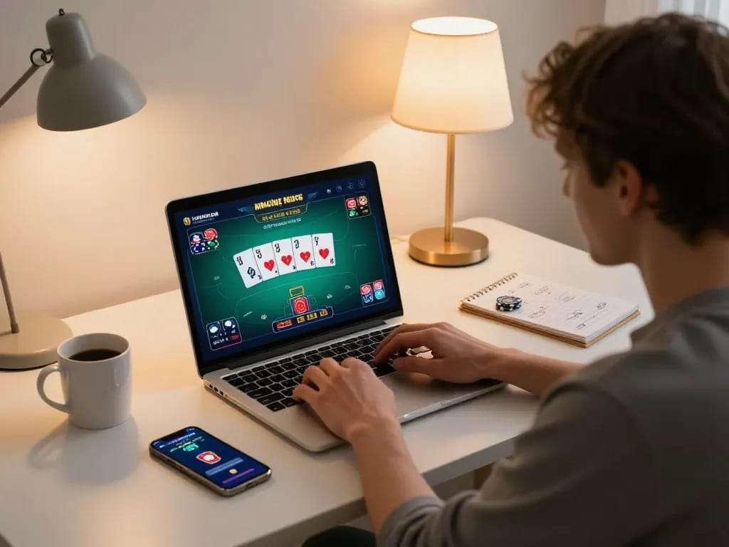 Enjoy online poker with cm 88 in a cozy home setting, showcasing strategy and engagement