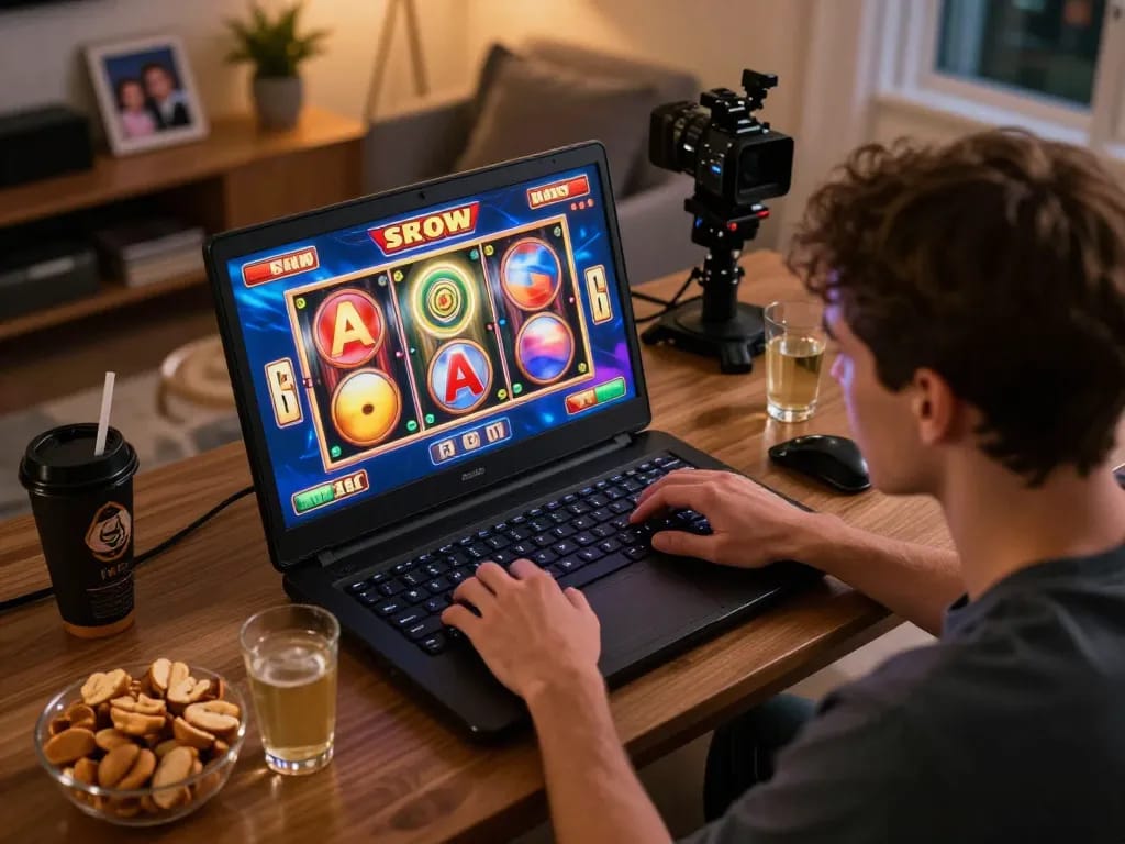 Permainan di rumah yang menarik dengan slot online aman788, menampilkan gulungan berwarna-warni dan taruhan strategis.