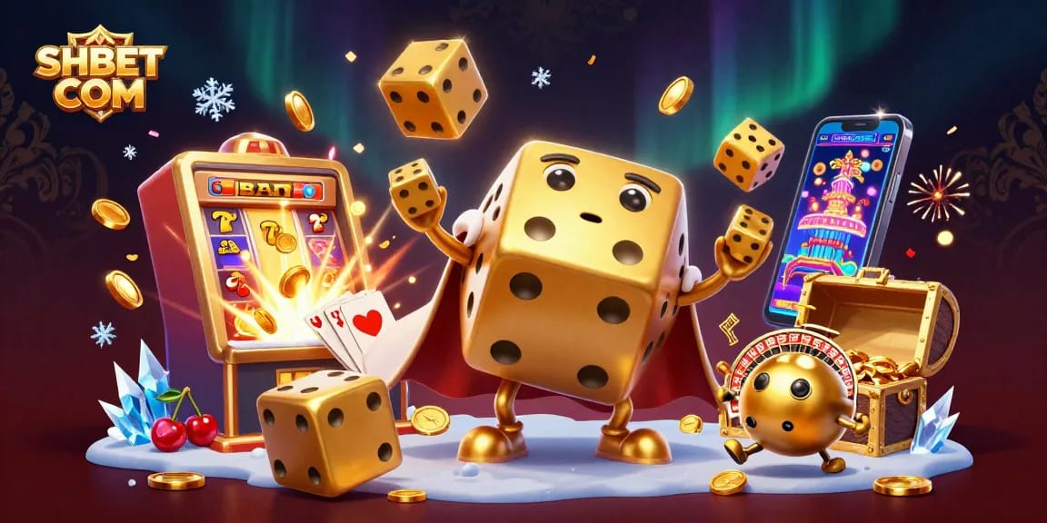Experience the excitement of SHBET COM with a dazzling casino scene featuring dynamic game elements and engaging characters.