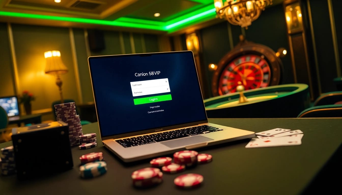 Engage with Đăng Nhập Nhà Cái 68VIP on a luxurious casino interface filled with poker chips and cards.