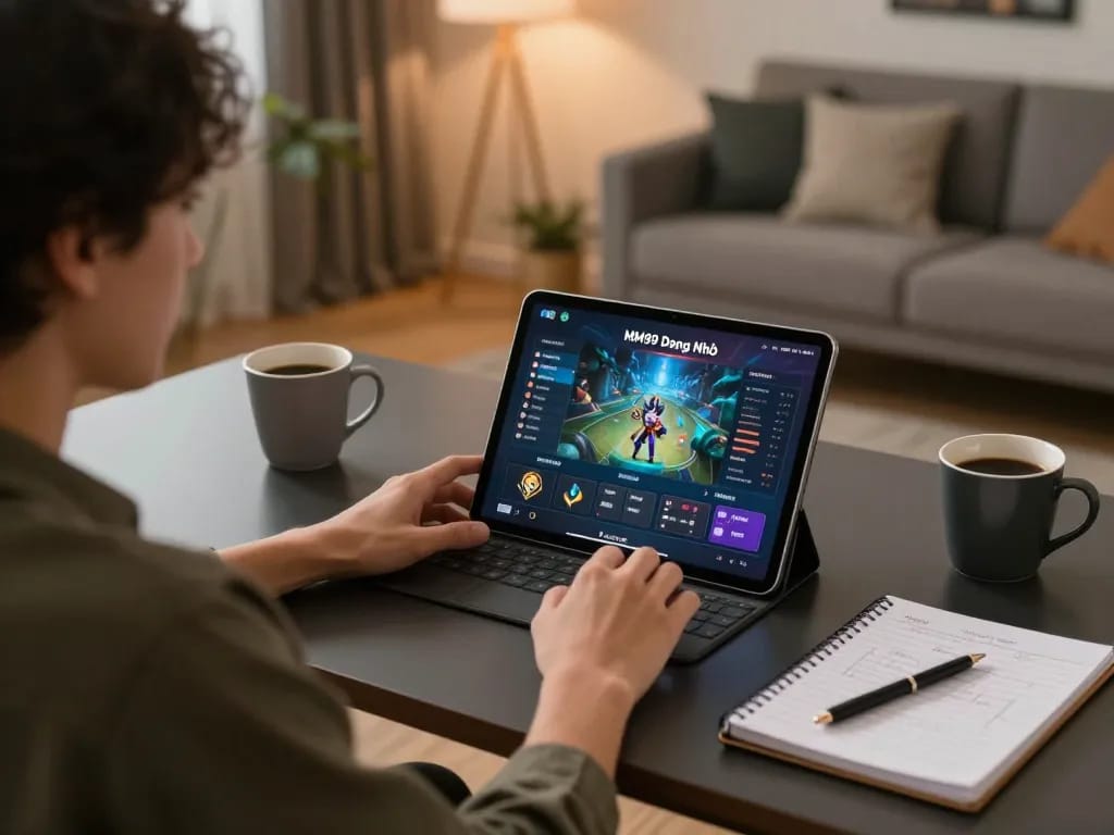 Engaging with the MM99 Đăng Nhập interface during an online gaming session at home.