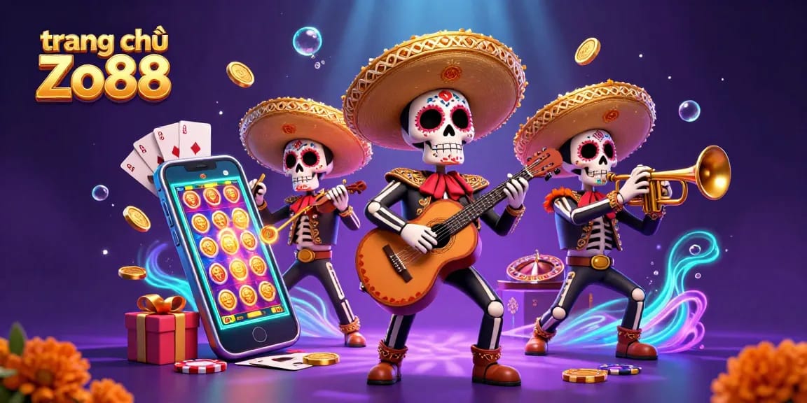 Experience the vibrant world of trang chủ Zo88 with a thrilling mariachi band and dynamic game elements.