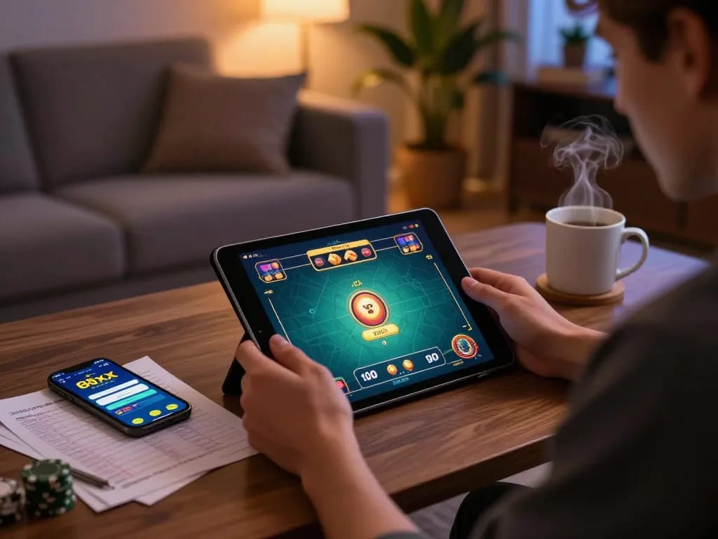 Experience thrilling gameplay with the 88xx bet app in a cozy home setting.
