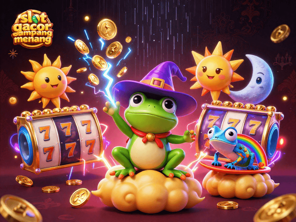 Spin to win with exciting slot gacor gampang menang, featuring vibrant characters and gaming elements!