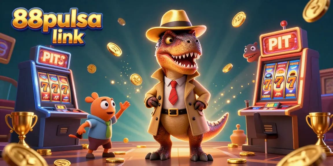 Experience the thrill of winning at slots with 88pulsa link, featuring unique casino characters in action.