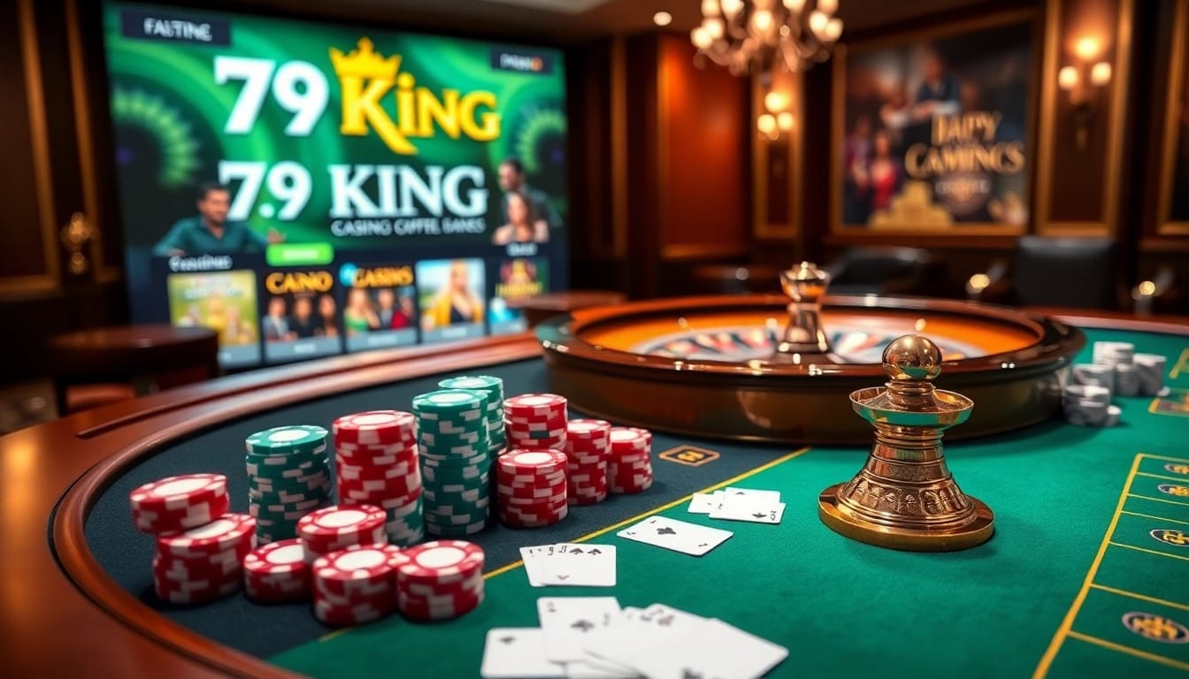 Experience the excitement of gambling with 79 King at a luxurious casino table.