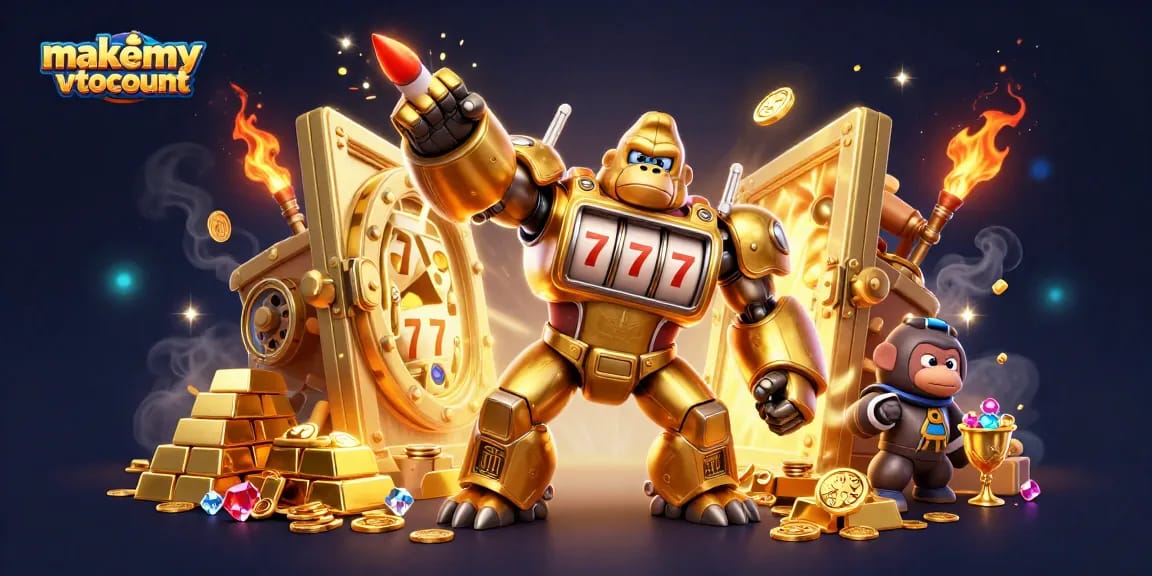 Experience the excitement of makemyvotecount with vibrant casino characters in a mega jackpot scene.