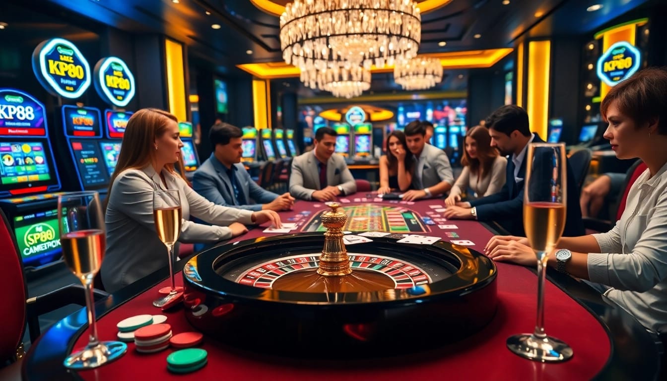 Experience high-stakes gaming at KP88 with immersive casino tables and vibrant atmosphere.