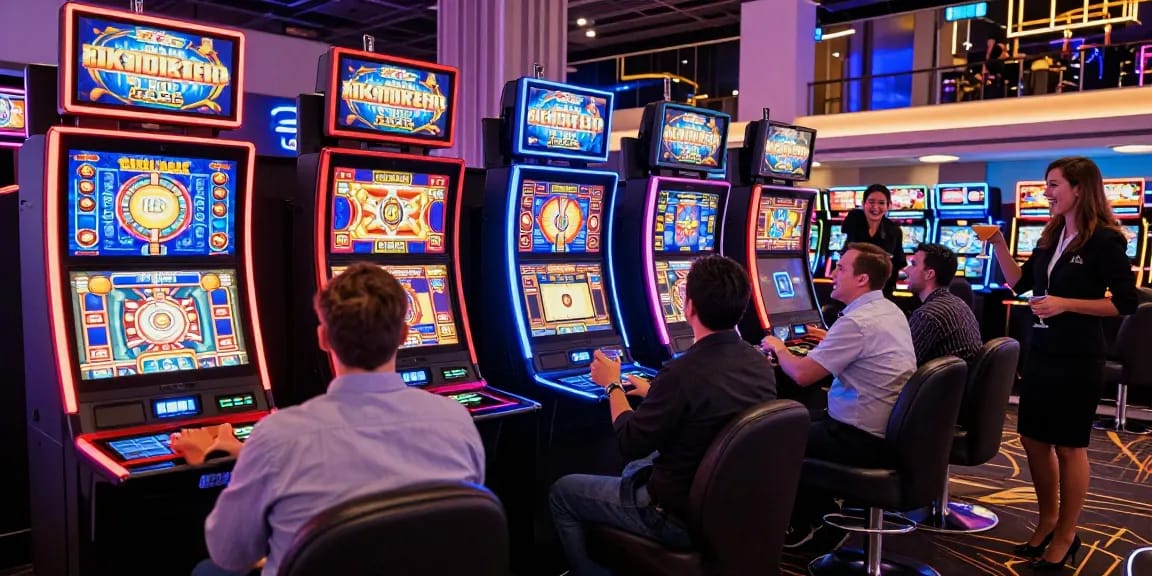 Exciting gaming scene at a credit card casino showcasing vibrant players enjoying games at https://dea.org.uk with live dealers and neon lights.