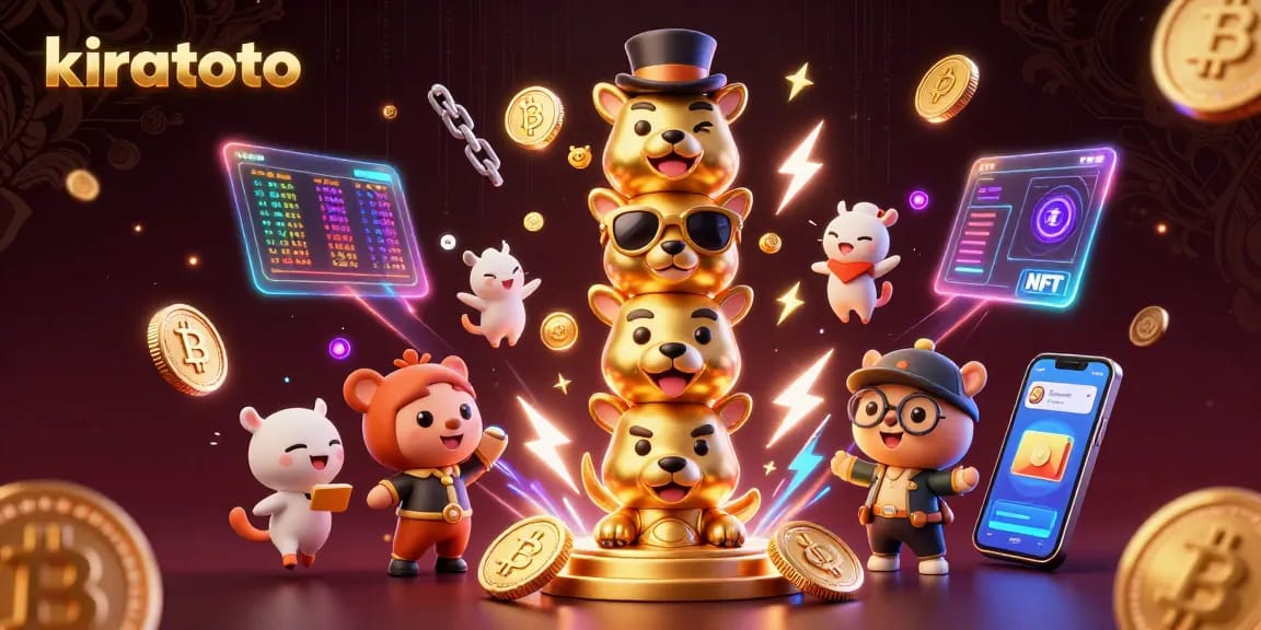Engage with kiratoto's vibrant casino experience showcased through animated elements and dynamic gaming visuals.