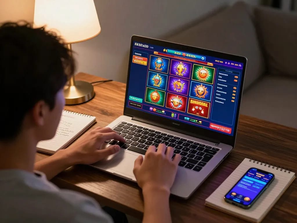 ผู้เล่นสนุกกับเกมคาสิโนออนไลน์ FAFA828 ขณะติดตามกลยุทธ์ในสมุดโน้ต