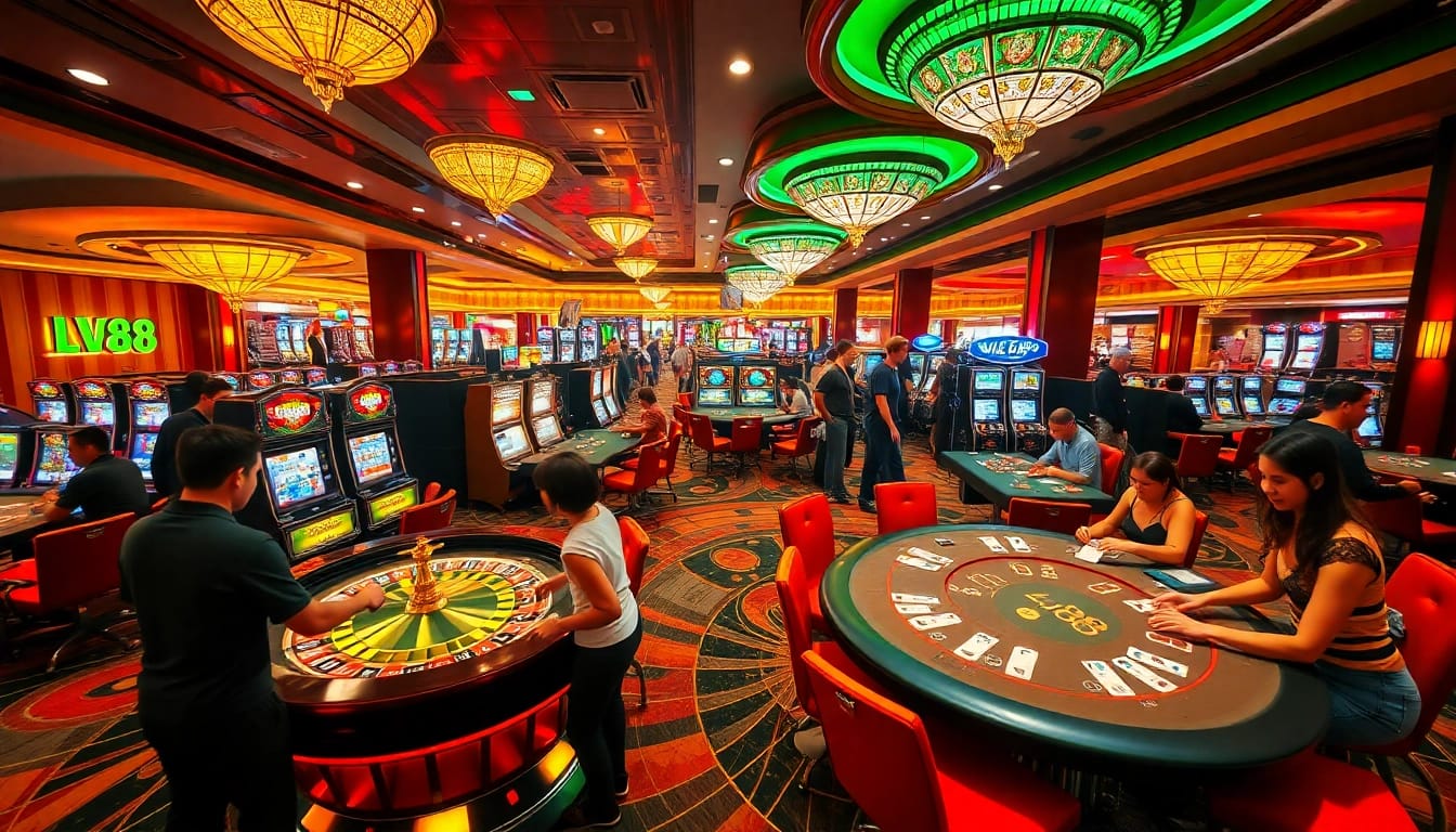 Experience the exciting environment of LV88 casino with players engaged in thrilling games.
