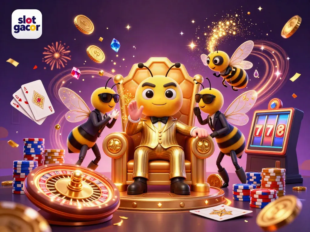 Experience the thrill of slot gacor with vivid characters and dynamic casino elements bursting with energy.