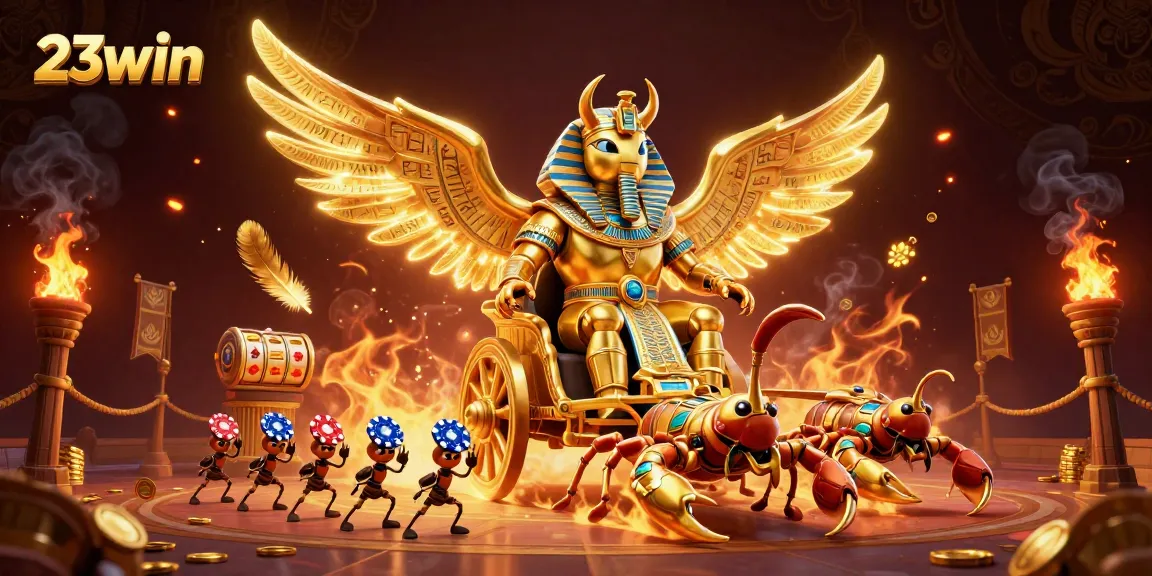 Experience thrilling moments at 23win with our spectacular golden casino scene featuring gaming elements.
