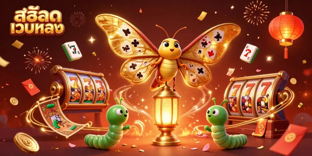 Engage with สล็อตเว็บตรง through a magical scene of majestic characters celebrating casino fortunes.