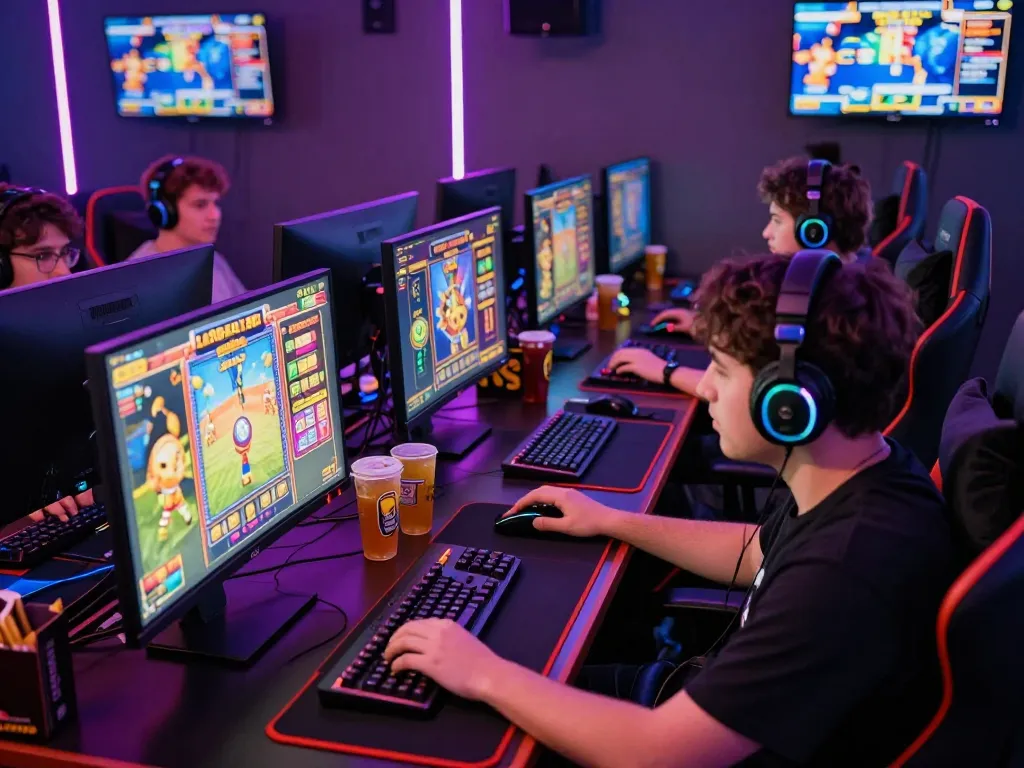 Para gamer yang terlibat menikmati slot online laoban188 di setup permainan yang meriah dengan visual yang menarik.