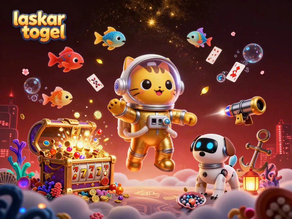 Engage with laskar togel in a vibrant, dynamic 3D gaming scene filled with excitement.