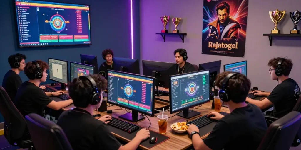 Permainan Rajatogel online dengan pemain fokus dan suasana yang energik.