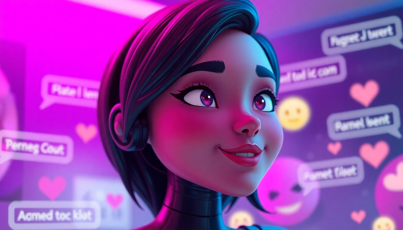 Engaging chat interface featuring sexting AI character interactions in a vibrant, intimate setting.