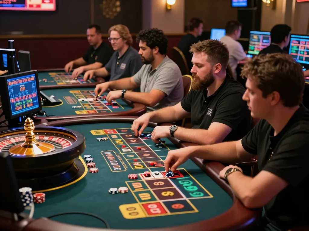 Players enjoying a live dealer casino experience with Go8 roulette game, showcasing excitement and strategy