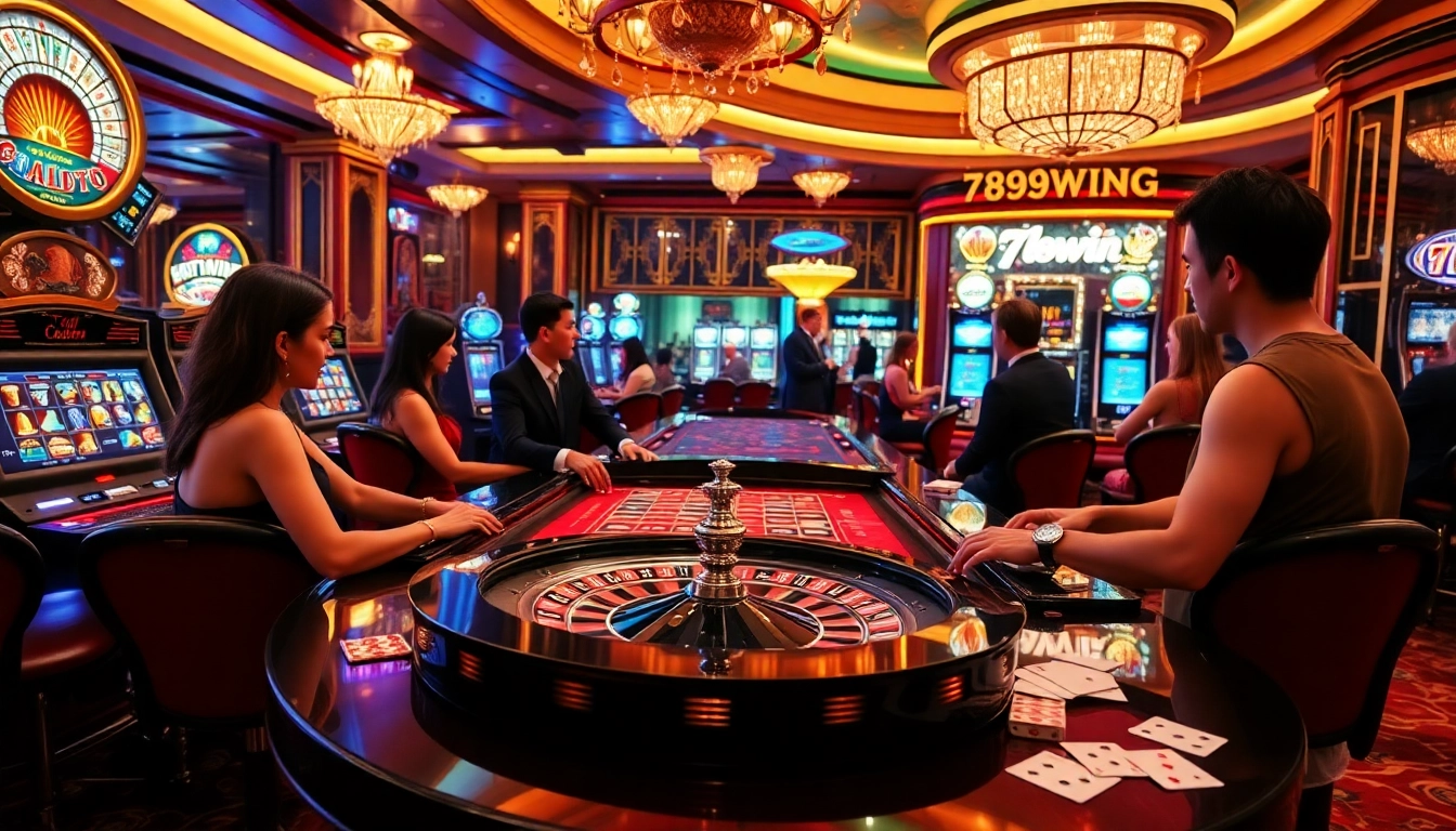 Players enjoying the thrill of gambling at 789win's luxurious casino tables.