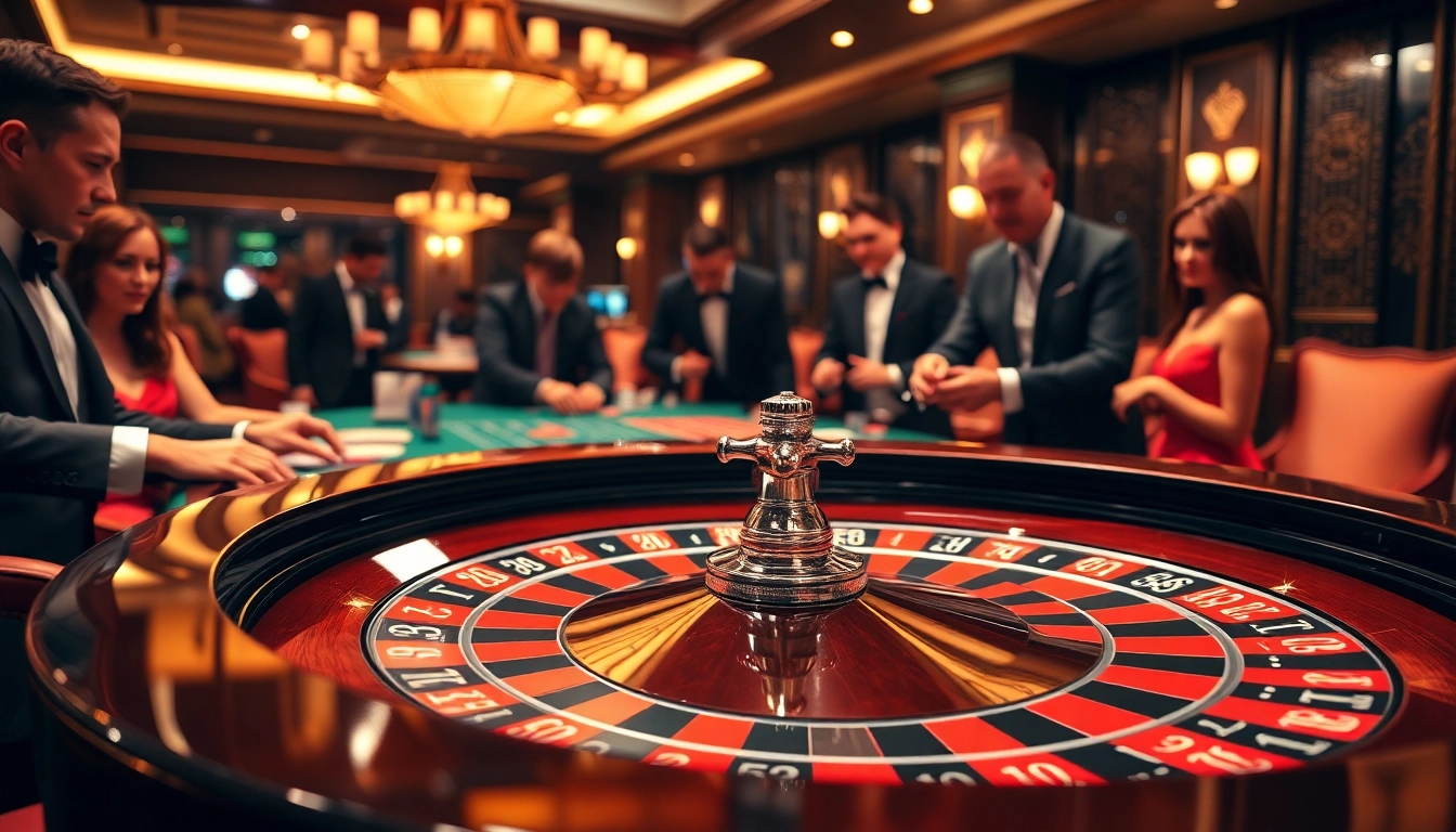 Engaging e2bet casino scene showing players at a roulette table, immersing in the excitement.