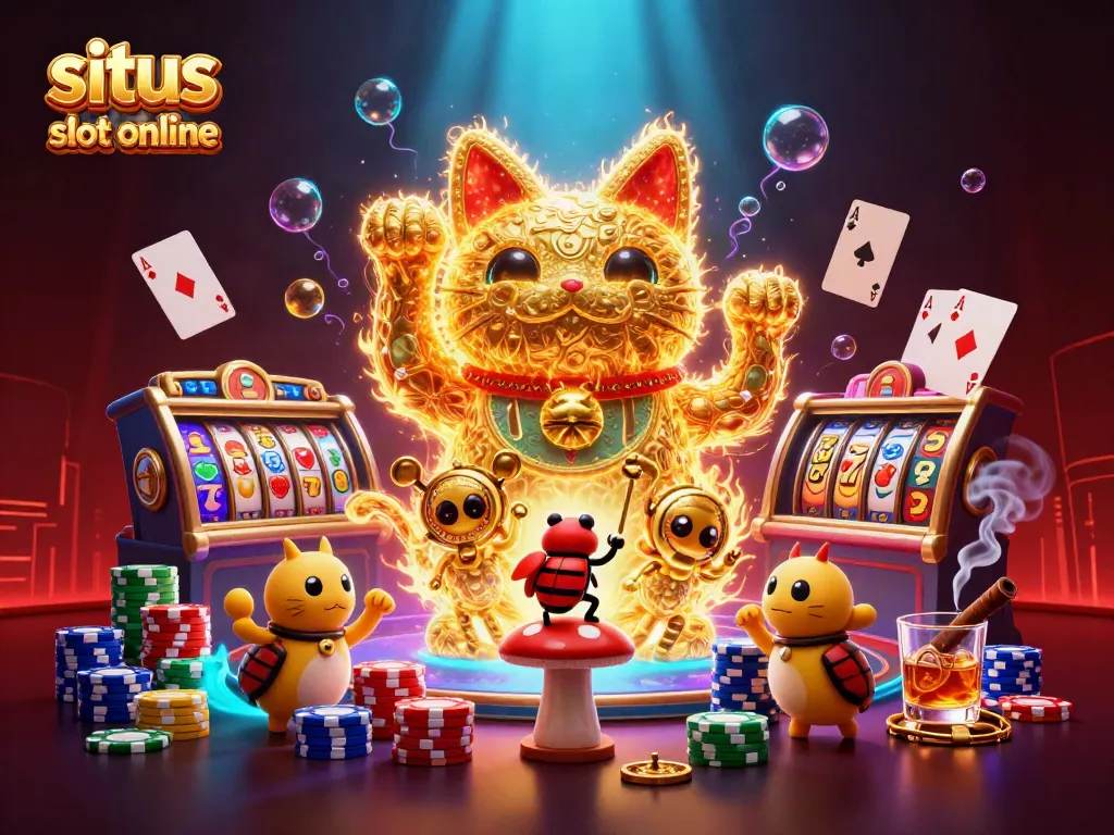 Gambarlah situs slot online dengan semua simbol kasino yang bersinar dalam ilustrasi 3D yang menakjubkan.