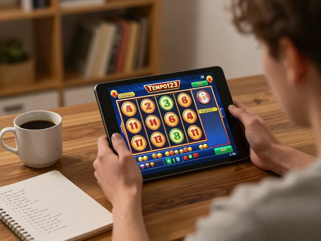 Engaging with the Tempo123 Slot on a tablet for an exciting online gaming experience