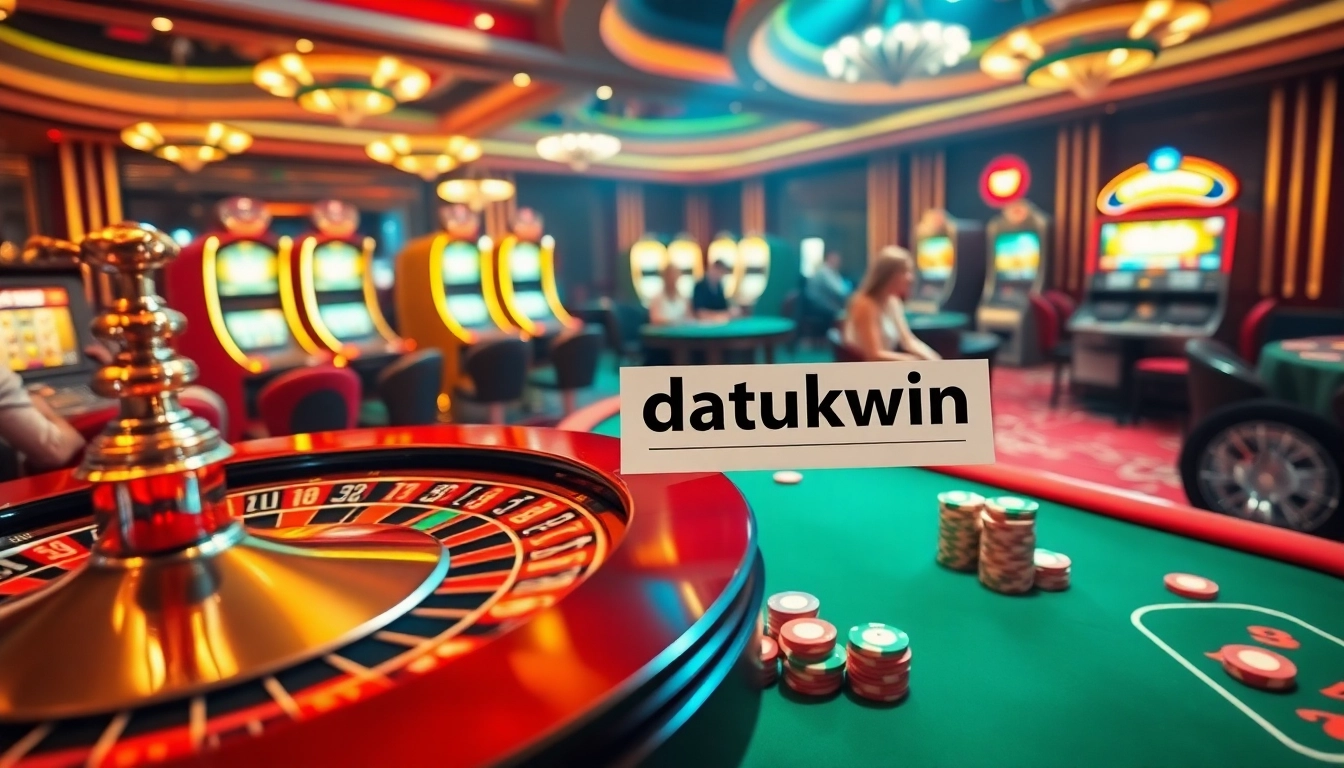 Pemain Datukwin bermain di meja kasino mewah yang penuh aksi dan kegembiraan.
