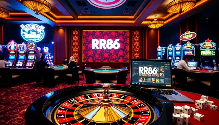 Experience the excitement of gambling at RR88 with vibrant roulette and poker tables.