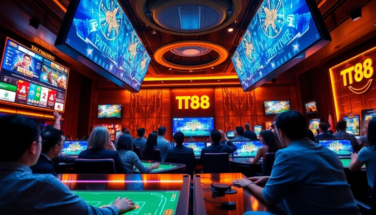 Engaging online gaming atmosphere at TT88 showcasing diverse players and casino games.