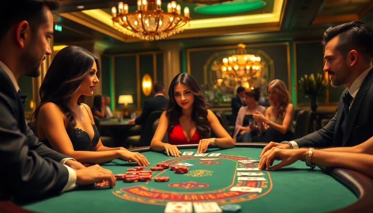 Experience the thrill of the blackjack casino with engaging players and a professional dealer.