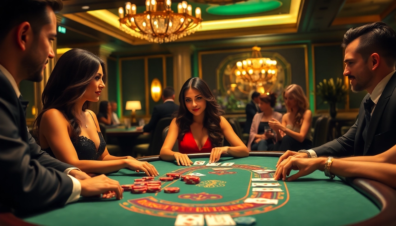 Experience the thrill of the blackjack casino with engaging players and a professional dealer.