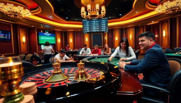 Experience the excitement of 32win with players at a stylish casino table, winning games and enjoying the thrill.