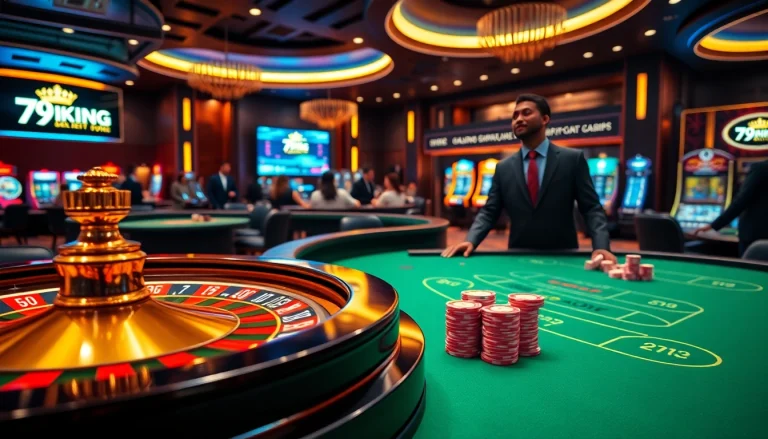 79king branded luxury casino scene with roulette, chips, and digital odds